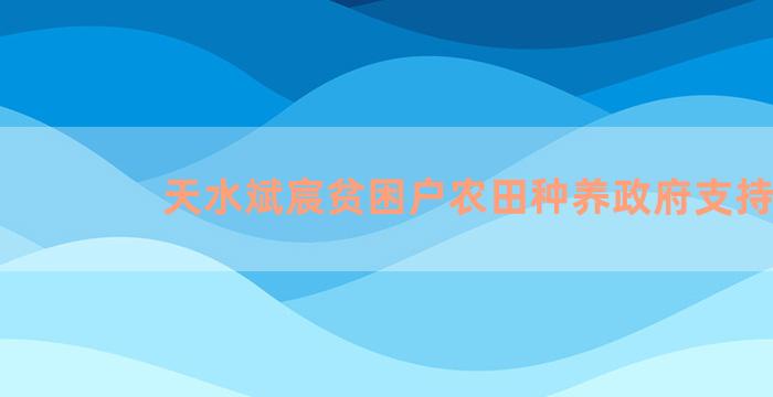 天水斌宸贫困户农田种养政府支持