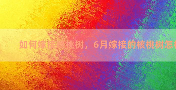 如何嫁接核桃树，6月嫁接的核桃树怎样选接水