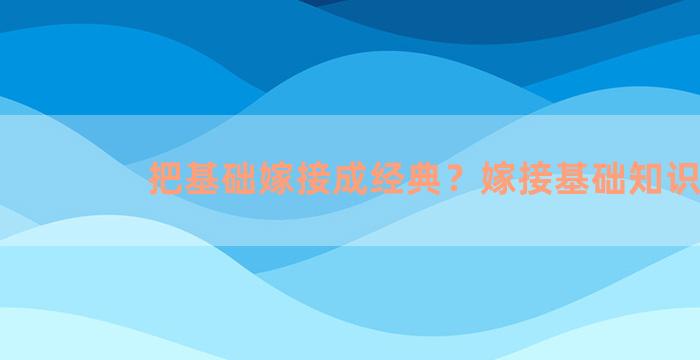 把基础嫁接成经典？嫁接基础知识