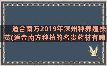 适合南方2019年深州种养殖扶贫(适合南方种植的名贵药材有哪些)